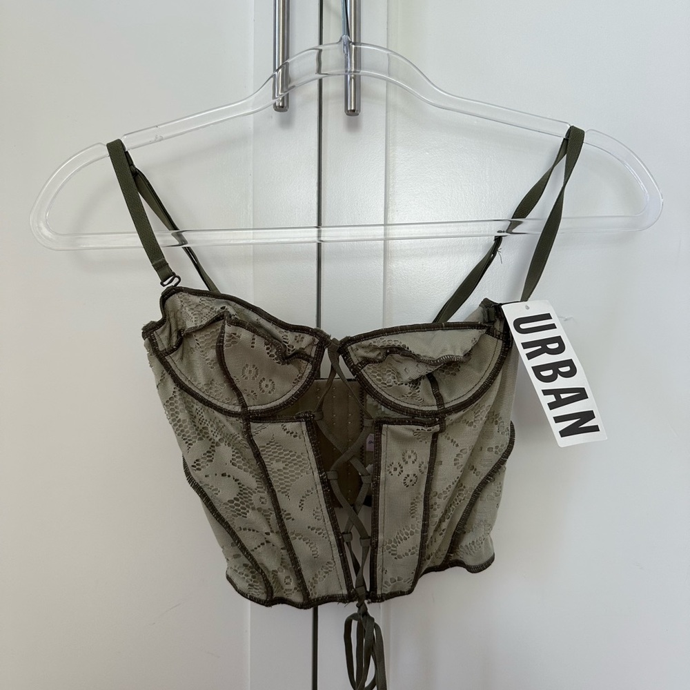 NWOT urban outfitters moss corset tie top